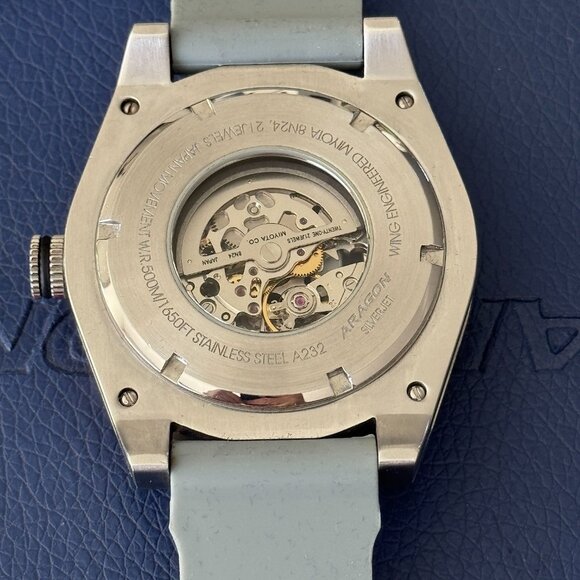 Aragon Silverjet 8N24 Miyota Skeleton Automatic Watch 50mm - ROSE GOLD - A232ROS - Picture 8 of 12